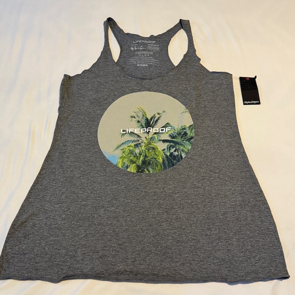 LifeProof Heather Gray Tank Top with Palm Design